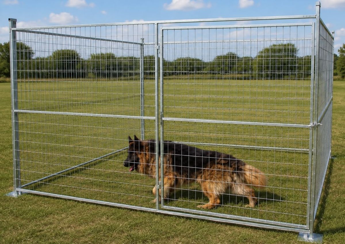 Temporary fencing used for an animal enclosure