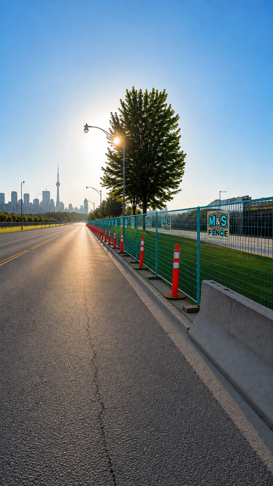 M&S Fence temporary roadside fencing installed along the Lakeshore Corridor